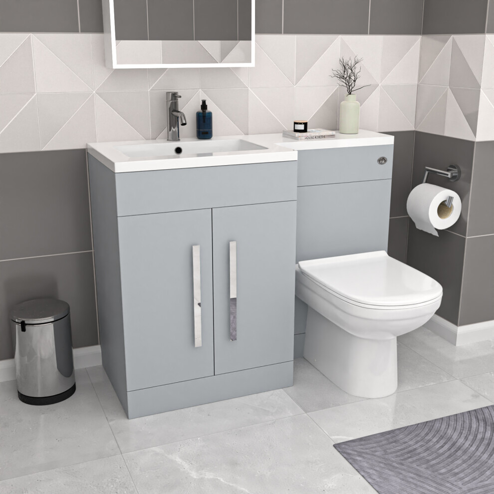 Nes Home Matte 1100Mm Lh Vanity Wc Unit & Modern Btw Toilet Grey