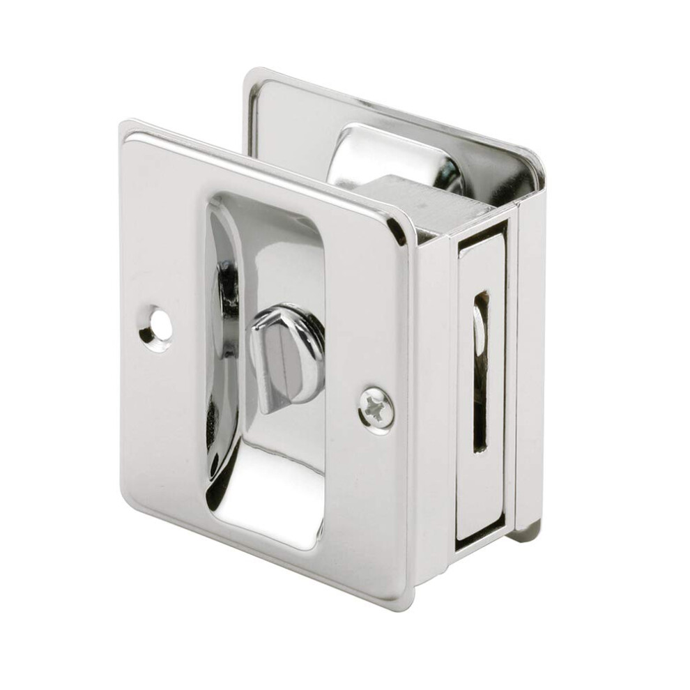 Serrure et poign?e de porte coulissante en chrome poli Prime-Line N 6773, pack individuel
