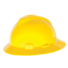 MSA 454730 V-Gard Schutzhelm mit voller Krempe und Staz-on-Pinlock-Federung | Selbsteinstellende Kronenriemen aus Polyethylenschale mit hervorragende