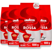Lavazza, Qualità Rossa, Coffee Beans, 4 Packets of 1 kg Arabica and Robusta,