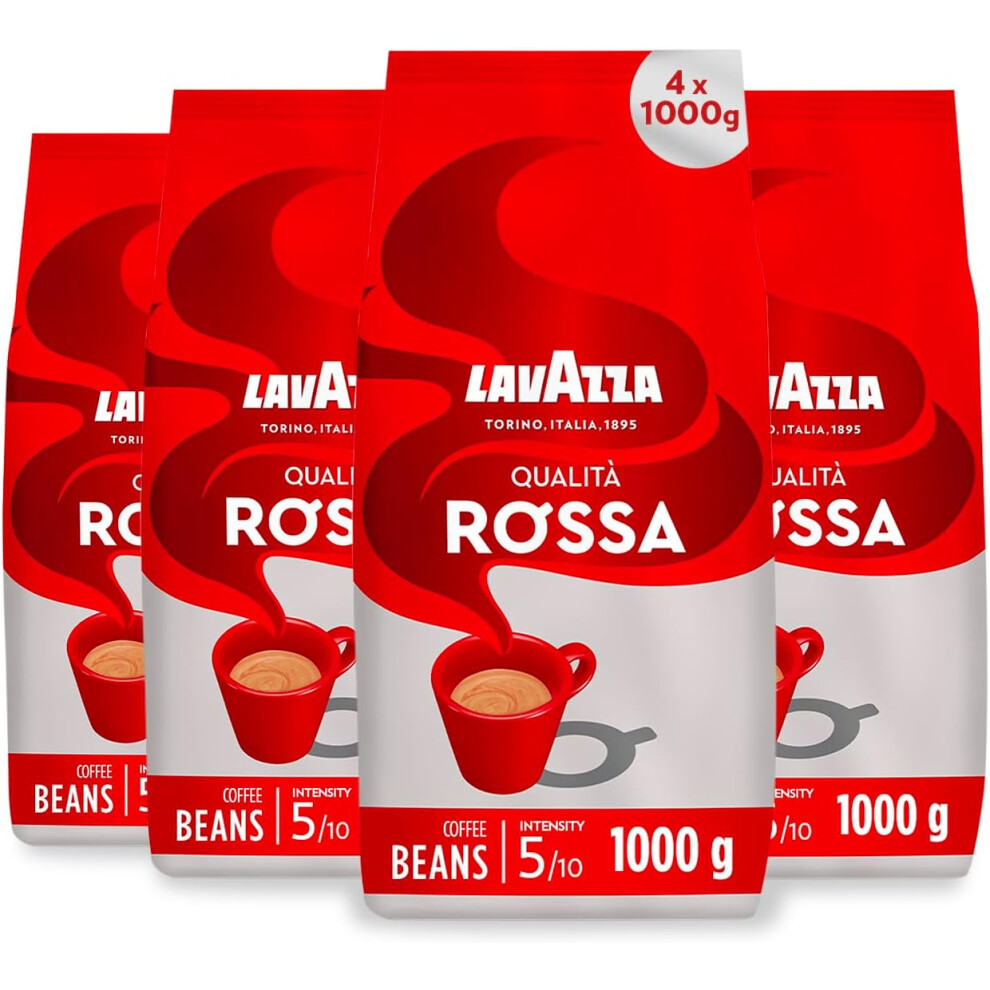 Lavazza , Qualità Rossa, Coffee Beans, 4 Packets Of 1 Kg Arabica And Robusta,