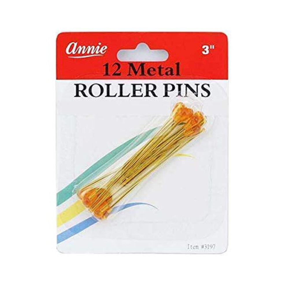 Annie Metal Roller Pins 3In 12Ct Amber