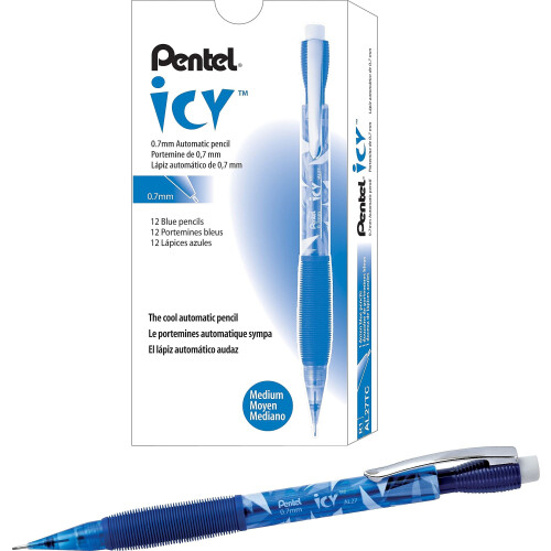 Pentel Μηχανικό Μολύβι Pentel Icy, 3mm Σταθερή Μύτη, 7mm Μύτη, Διαφανής Μπλε Χρώμα (AL27TC) 2