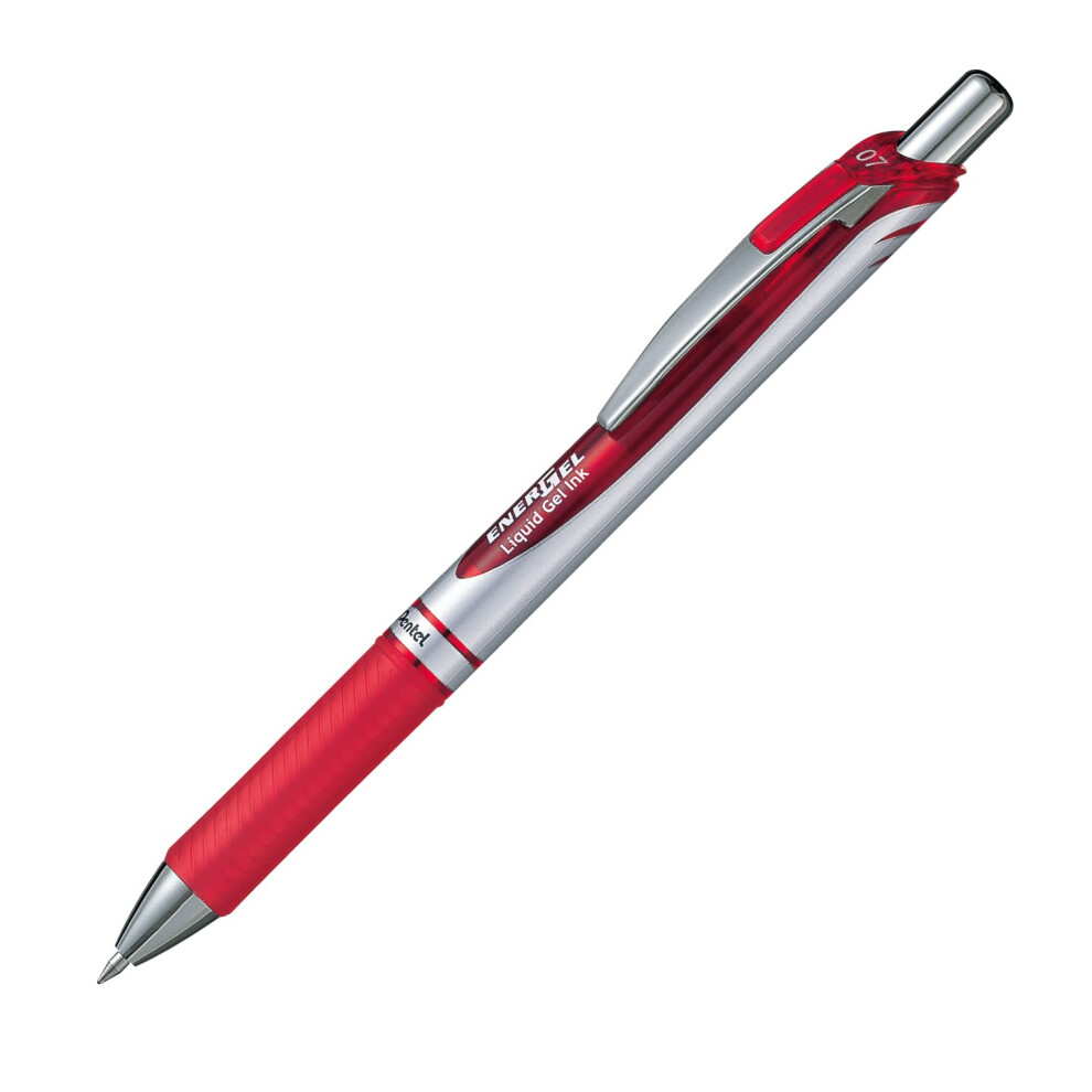 Rotulador De Gel Retr Ctil Recargable Pentel Energel-Xm De Punta Fina De 0,7 Mm Con Cuerpo De Aspecto Met Lico, Color Rojo-image