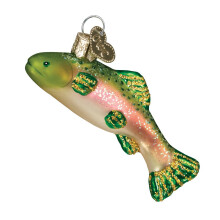 Old World Christmas Ornaments Fish Collection Glass Blown Ornaments for Christmas Tree Mini Trout Green