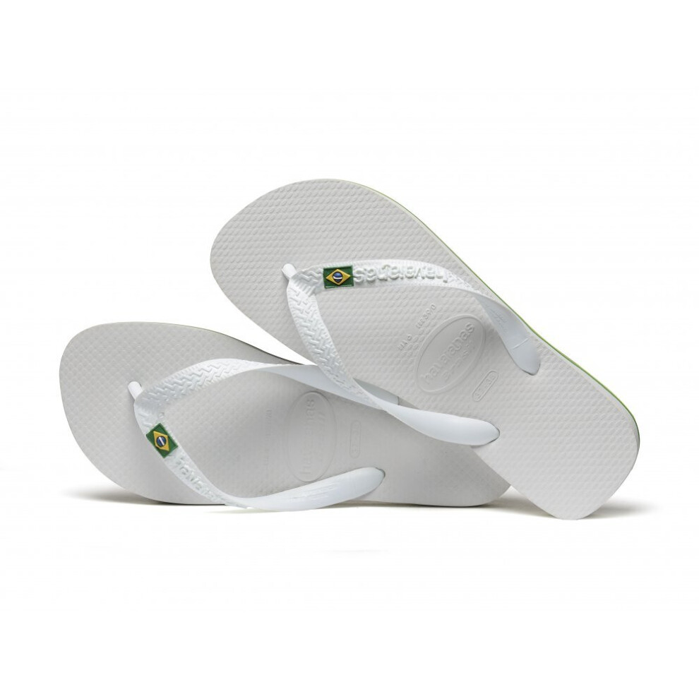 Havaianas Brazil Mens Slippers  White 910 US Men - 1112 US Women