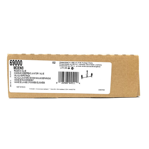 MOEN 69000 BULK PACK VALVALENTE 8 """" - 16 """" Centro 1/2 """" IPS Connection 2