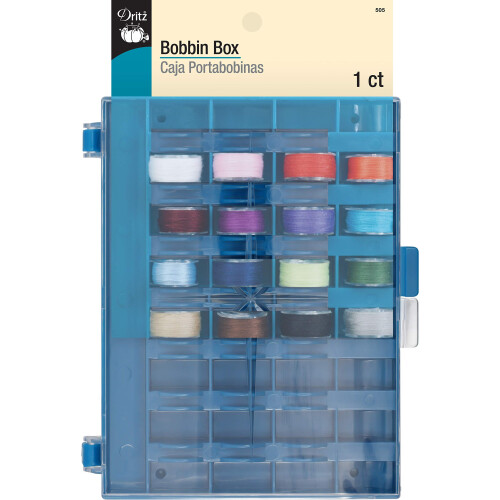 Dritz Storage har 32 (ingr) Bobbin Box Blue