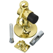 Ives FS446 3 3/4"" Height Cast Brass Floor Door Stop with Manual Hold-Open Hook Polished Brass