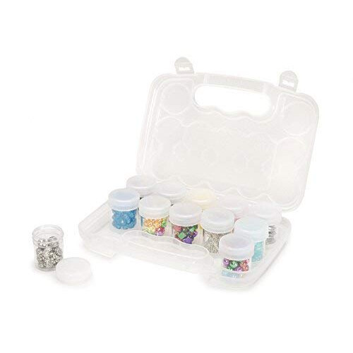 Darice Ez Travel Polypropylene Bead Case with 12 Bottles  Clear 2