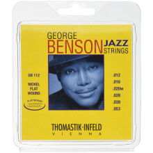 Thomastik -Infeld GB112 Jazz Guitar Strings: George Benson 6 String Set - Pure Nickel Flat Wounds E B G D A E Set