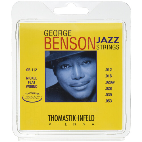 Thomastik -Infeld GB112 Jazz Guitar Strings: George Benson 6 String Set - Pure Nickel Flat Wounds E B G D A E Set