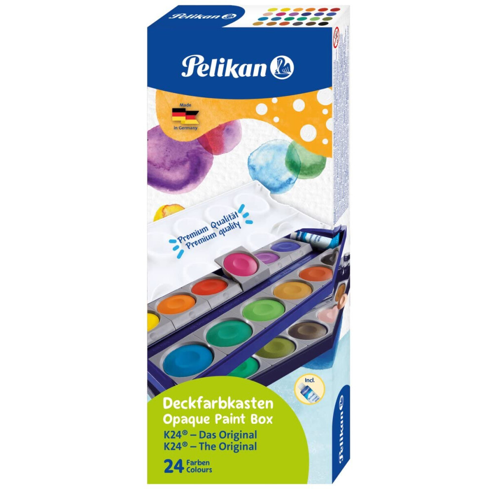 Ensemble de peinture aquarelle opaque Pelikan 24 couleurs plus tube de blanc chinois 720862