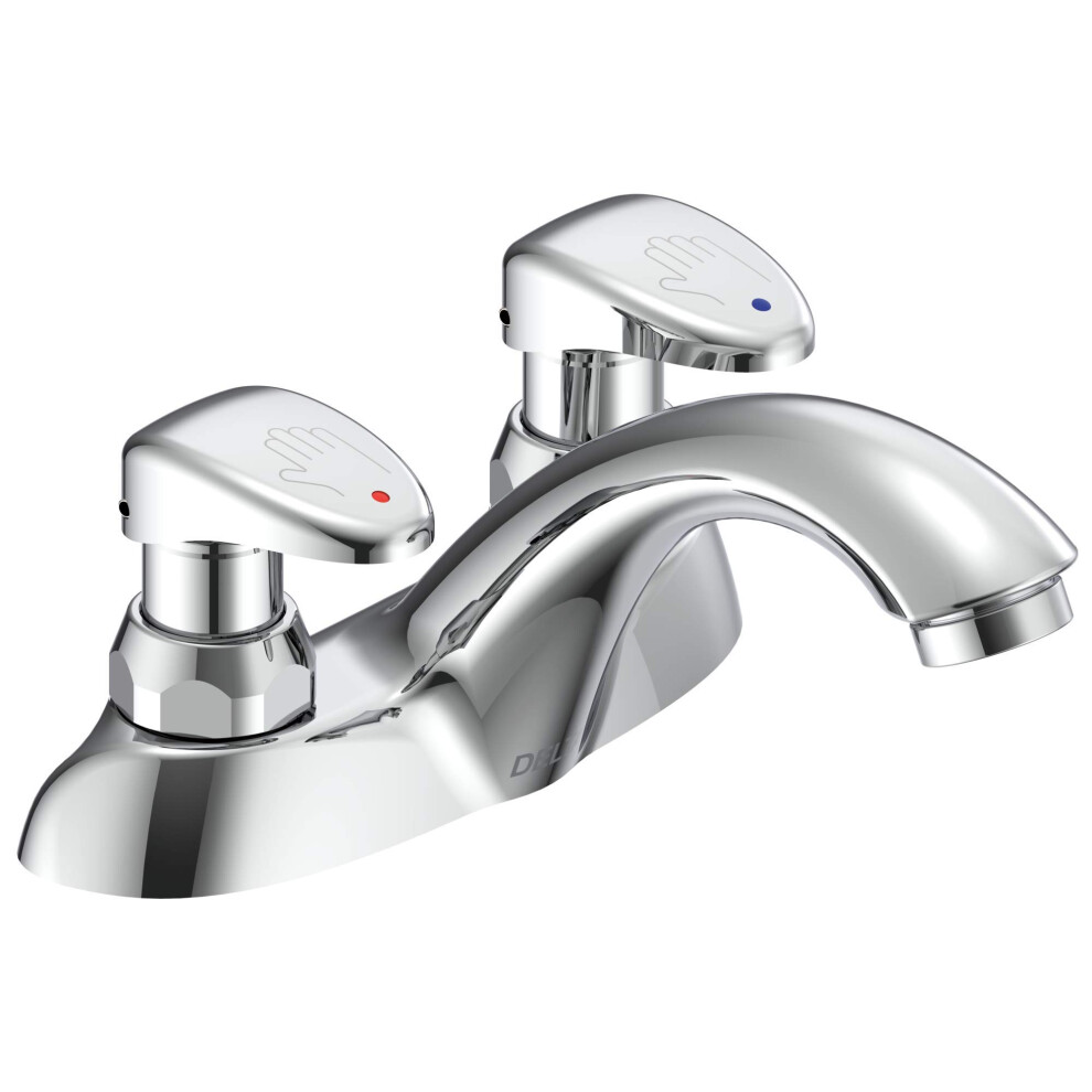 Photos - Tap Delta Faucet 2 Handle Commercial Bathroom Faucet Chrome Metering Fauc 86T1153