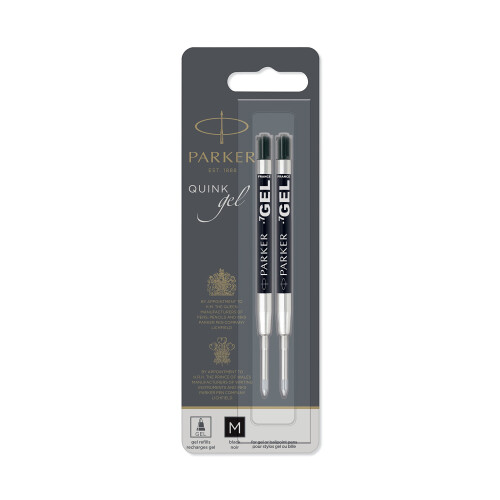Parker PARKER QUINK Ballpoint Pen Gel Ink Refills  Medium Tip  Black  2 Count