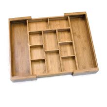 Lipper International 8882 Lemn de bambus extensibil la 18-3/4 """" Organizator de sertare cu platforma cu divizori deta?abili