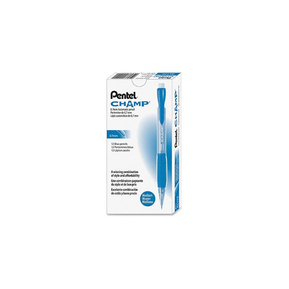Pentel Champ Mechanical Pencil 0.7Mm Blue Barrel 12-Count (Al17c)