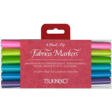 Tsukineko PF500007 Fabrico Marker mit zwei Enden, farbechte Edelsteine, 6-teiliges Set