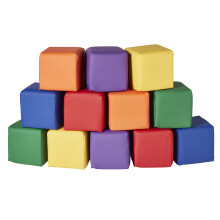 ECR4KIDS Softzone Patchwork Toddler Building Blocks Foam Cubes Assortered 12-Piece