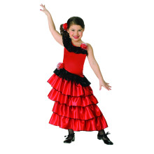 Rotes und schwarzes spanisches Prinzessinnenkostm fr Kinder, Gre S