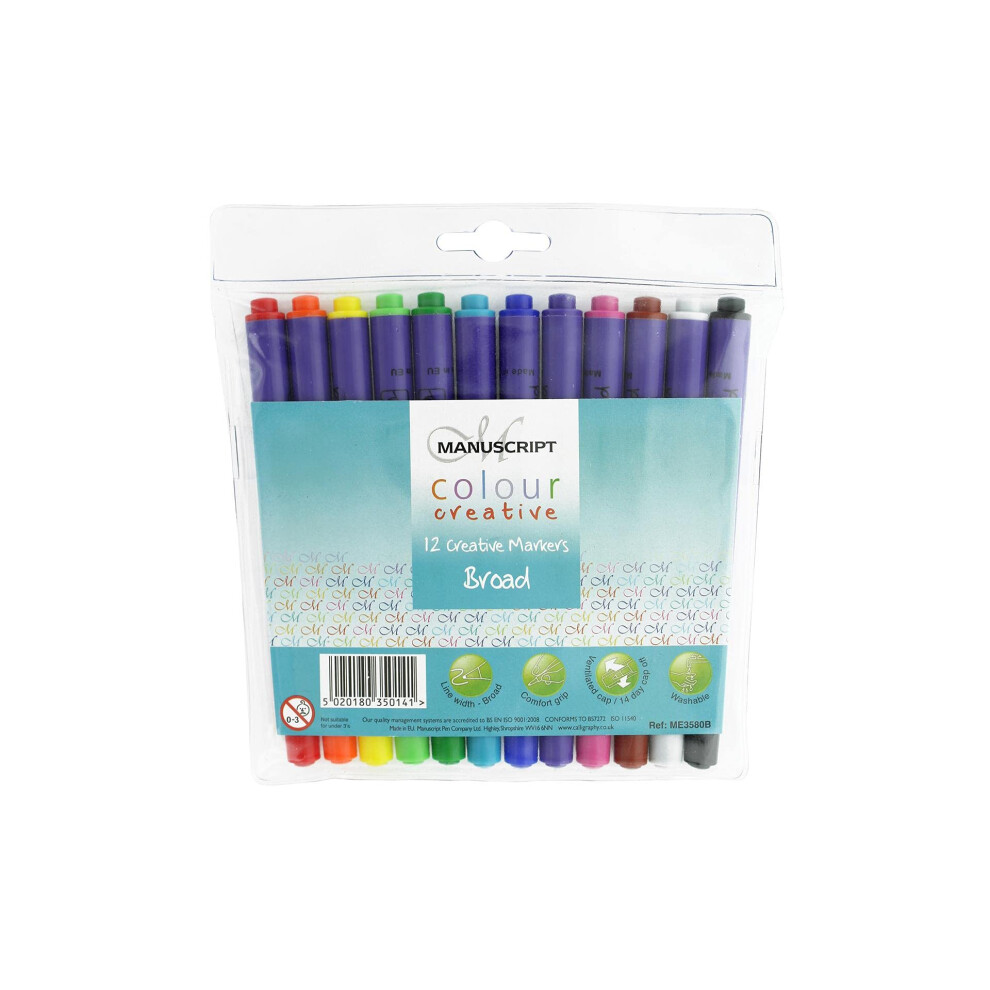 Marqueurs Cr Atifs Manuscript Colour Pointe Large, 12/Paquet-image