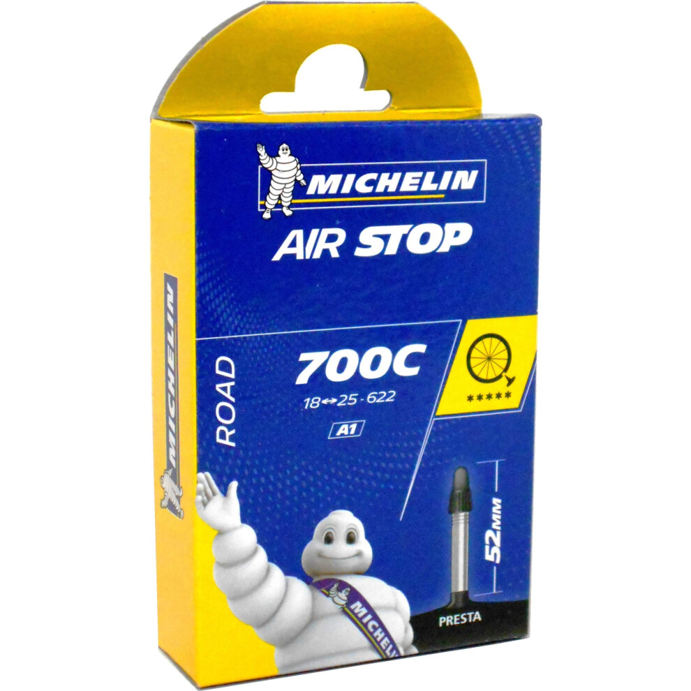 Michelin A1 Airstop Road Presta Valve Inner Tube  700 x 18-25cm  Black
