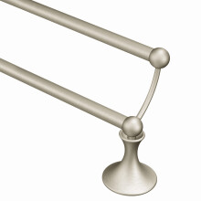 Moen Lounge Collection Brushed Nickel 24Inch Double Towel Bar Wall Mounted Towel Rack for Bathroom with Two Rods DN7722BN