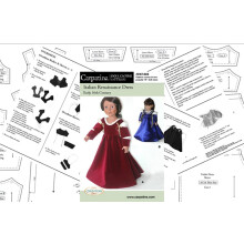 Italiensk ren?ssance kjole m?nster multi-st?rrelse til 18 """" American Girl Dolls og for 18 """" Slim Carpatina Dolls