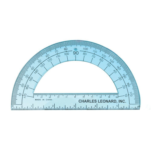 Charles Leonard Inc. Protractor 6 tommer Open Center Clear Plastic 77106)