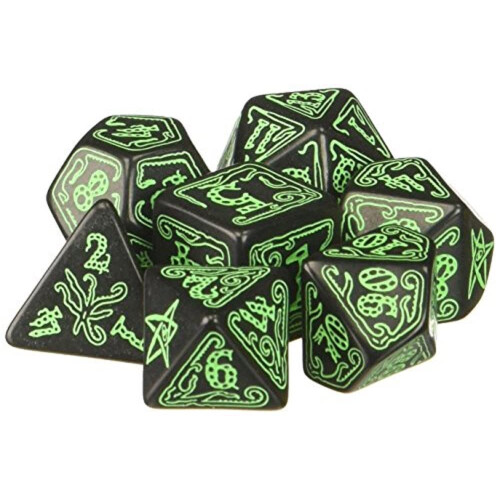 Q-Workshop Call of Cthulhu: Μαύρο και Πράσινο Ζάρι, Σετ 7 Τεμαχίων