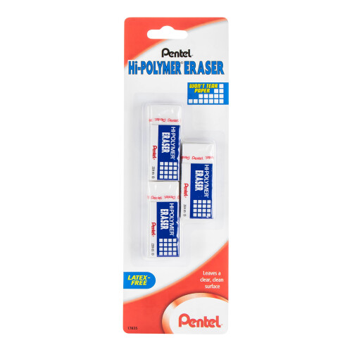 Pentel Pentel Hi-Polymer Large Block Eraser  3 Pack (ZEH10BP2F)
