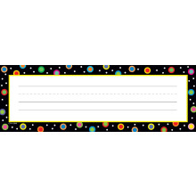 Creative Teaching Press Dots on Black Namensschilder (4499), Mehrfarbig/Schwarz, 3-1/2 x 9 Zoll