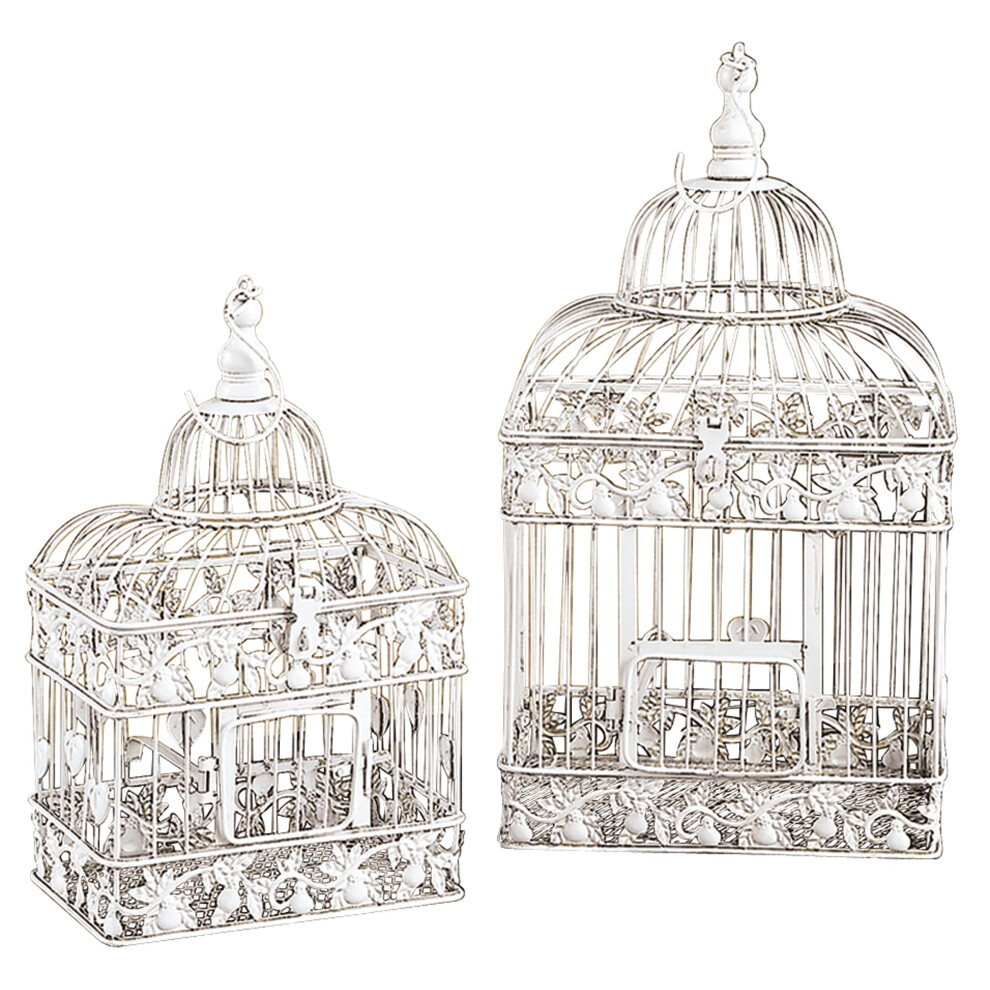 Cage     oiseaux abstraite en m   tal Deco 79 avec fermeture     loquet et crochet de suspension