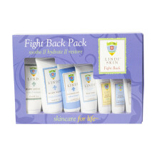 Lindi Skin Fight Back Pack - Kit de demarrage qui comprend la lotion du corps Lavage du corps Face Face Serum Face hydratant Baume apaisant et la