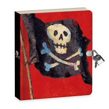 Diario a righe per bambini ""Pirati del Regno Pacifico"" da 6,25"" con lucchetto e chiave