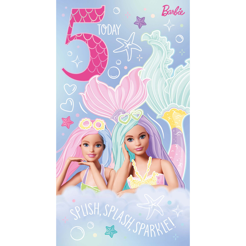 Barbie Age 5 Sticker Birthday Card