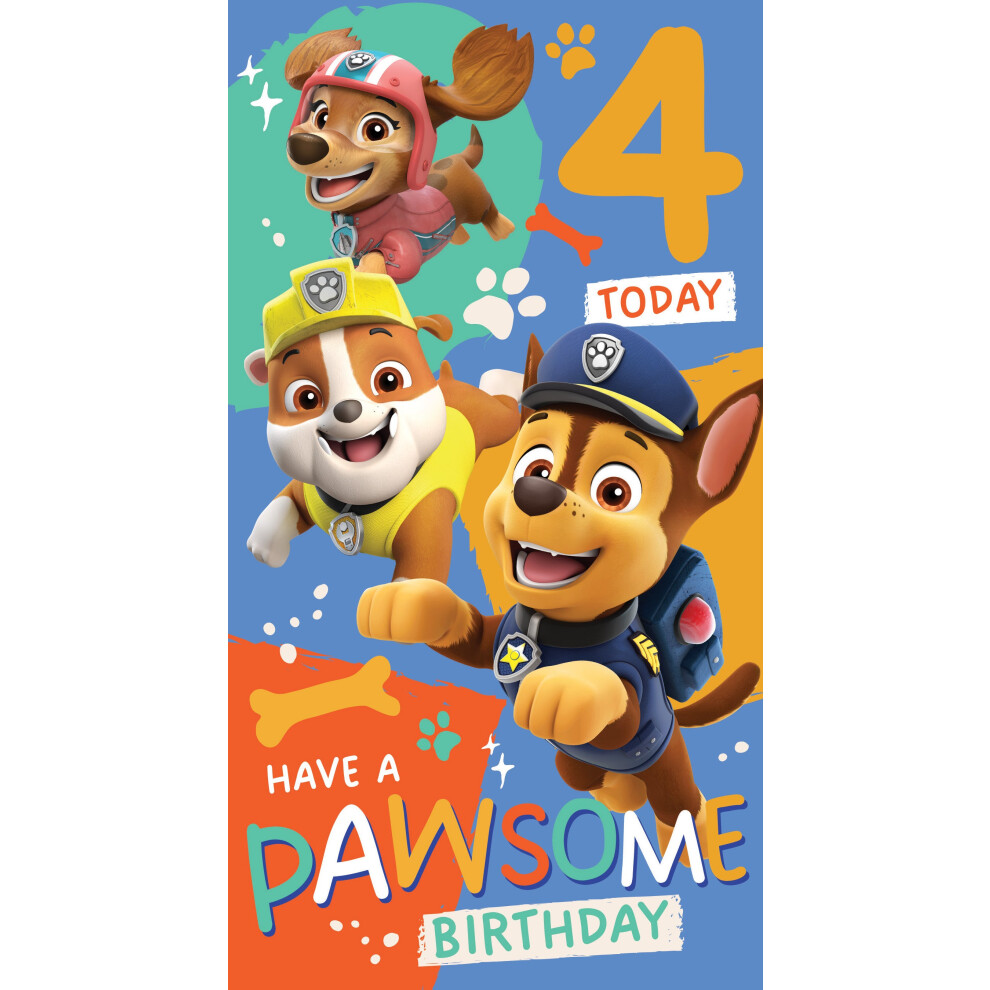 Paw Patrol Age 4 Sticker Birthday Card