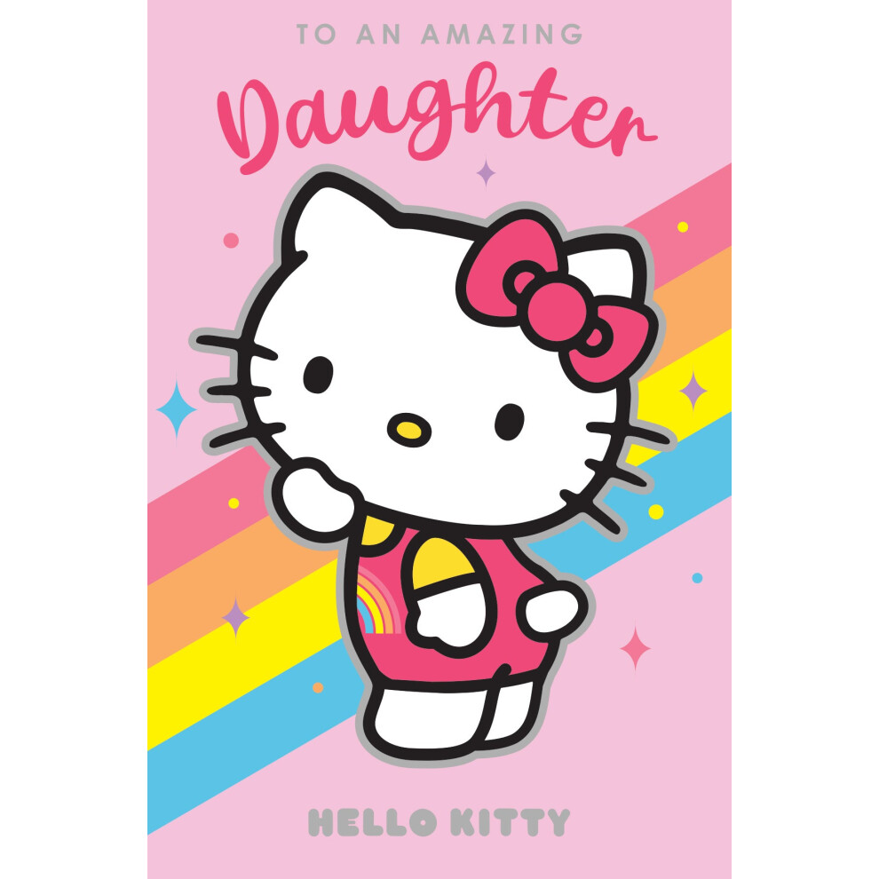 Hello Kitty Daughter Birthday Card - Adorable Balloons Design, Premium Cardstock, Heartfelt Wishes Inside