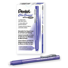 Pentel ZE22V Clic Eraser Grip -pyyhekumi, sis      nvedett   v   , violetti, 12 kpl
