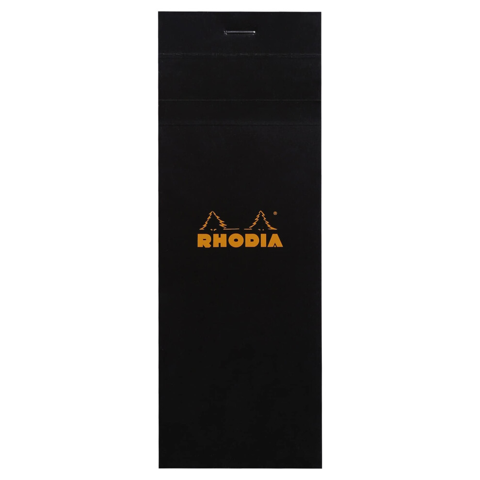 Rhodia 82009C - Bloc-Notes A Punto Metallico Shopping N°8 Black - Quadretti Piccoli - 7,4 X 21 Cm - 80 Fogli Staccabili - Carta Clairefontaine 80G/M² -COPERTINA In Carta Trattata Morbida E Resistente-image