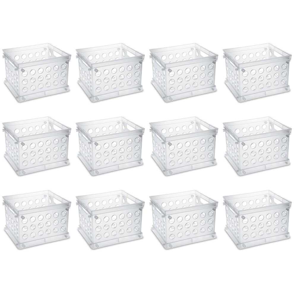 Lot de 12 mini-caisses de rangement empilables en plastique Sterilite avec poign   es pour organiser la maison, le garage, le bureau, l'   cole, le d
