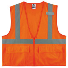 Ergodyne Unisex-Clasa 2 Standard Solid Vest Solid Zipper Orange Orange Large-X-Large SUA