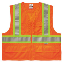 Ergodyne Unisex-Erwachsene Zweifarbige Weste mit X-Rcken, Klasse 2, Zweifarbige Weste mit X-Rcken, Orange, 4X-Large-5X-Large