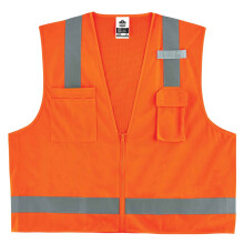 Ergodyne Unisex vesta pre geodetov triedy 2 Economy - zips na n   radie oran   ov   , velkost S-M, velkost US