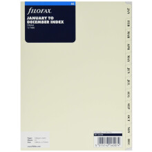Filofax Organizer/Clipbook-Nachfllzubehr, A5-Format, Januar bis Dezember, Monatsregister-Trennblatt-Set, 12 Tabs, luxurise Baumwolle, Creme (B3416