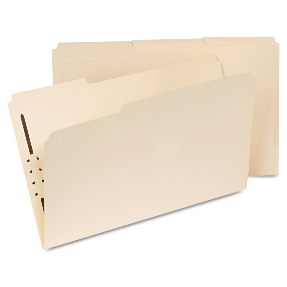 Universal Reinforced Top Tab Fastener Folders 0.75"" Expansion 1 Fastener Legal Size Manila Exterior 50/Box