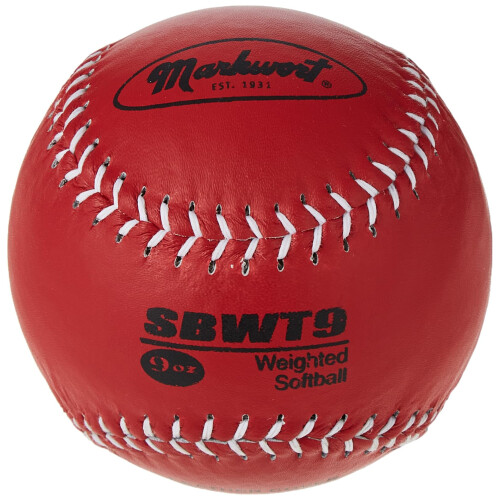 Markwort ponderado com tampa de couro de softball de 12 polegadas vermelho