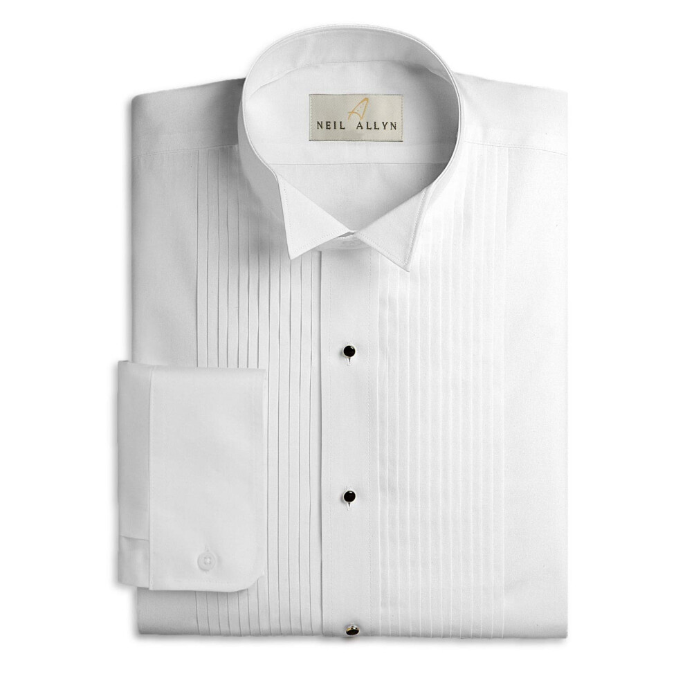 NEIL ALLYN Chemise de smoking pour homme en poly/coton, col     oreilles, plis de 1/4 po (1