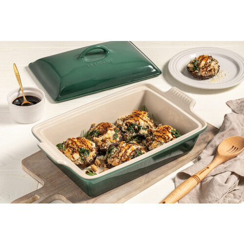 Le Creuset Le Creuset Stoneware Heritage Covered Rectangular Casserole, 4 qt. (12"" x 9""), Cerise 2