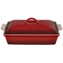Le Creuset Stengods Heritage Täckt Rektangulär Casserole, 4 qt. (12" x 9"), Cerise